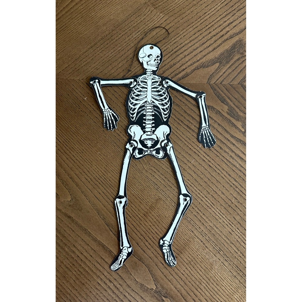 Vintage 13'' Beistle Skeleton Jointed Diecut Halloween Decor Articulated Paper